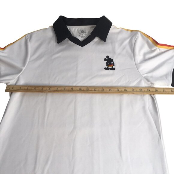 Disney Mickey Mouse Polo Shirt Mens Medium White Black EPCOT World Showcase - Picture 10 of 15
